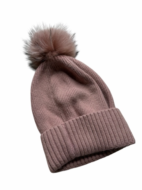 Accessories - Women's Mauve Pink Rabbit Pom Beanie Hat in Dusty‎ Pink - Cozy Winter Accessory